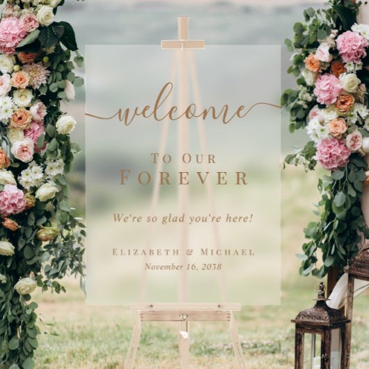 Welcome To Our Forever Wedding Frosted アクリルサイン