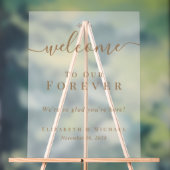 Welcome To Our Forever Wedding Frosted アクリルサイン (ニュートラル)