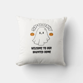 Welcome to Our Haunted Home Spooky Ghost Halloween クッション
