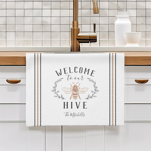 Welcome to Our Hive パーソナライズされた キッチンタオル