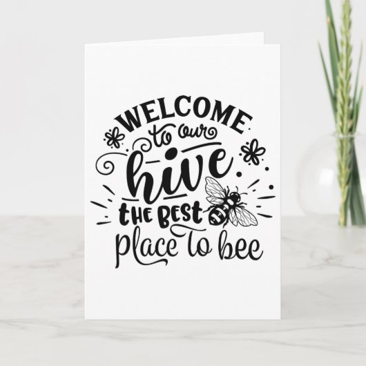Welcome To Our Hive Funny Bee Spring Summer Easter カード (正面)