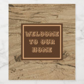 Welcome to Our Home 素朴 Woodgrain Photo自然 ワインラベル (シングルラベル)
