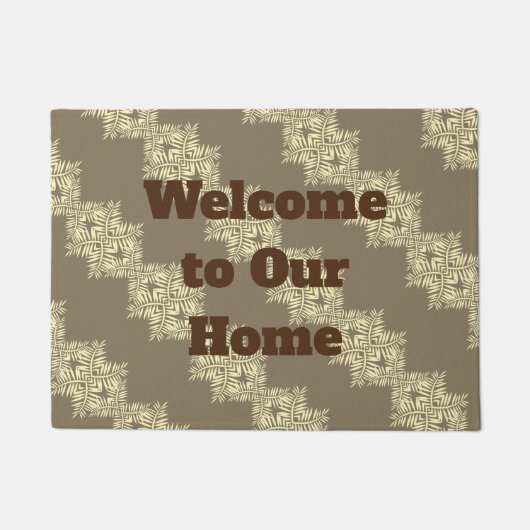 Welcome to Our Home Brown Diagonal ストライプ Pattern ドアマット (正面)