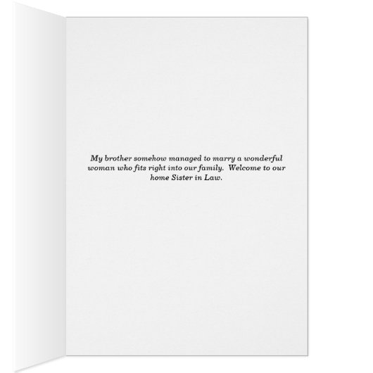 Welcome to our Home Card for Sister in Law (内側 (右))