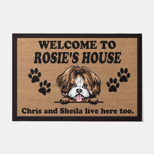  Welcome To Our Home Custom Dog Name Doormat ドアマット (正面)