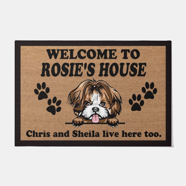  Welcome To Our Home Custom Dog Name Doormat ドアマット (正面)
