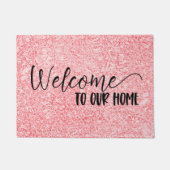 Welcome To Our Home | Rose ピンク ドアマット (正面)