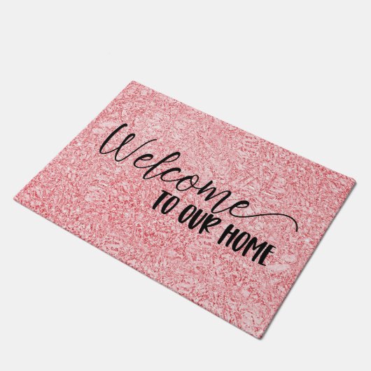 Welcome To Our Home | Rose ピンク ドアマット (アングル)