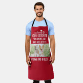 Welcome To Our Kitchen Dog & カスタムPhoto エプロン (着用した状態)