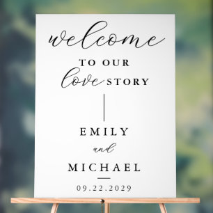 Welcome To Our Love Story エレガントモダン結婚. アクリルサイン