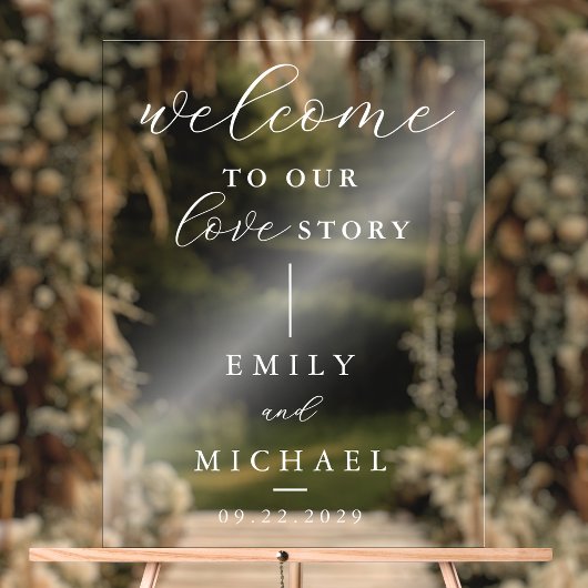 Welcome To Our Love Story エレガントモダン結婚. アクリルサイン