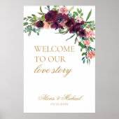 Welcome to Our Love Story 結婚フローラのサイン ポスター (正面)