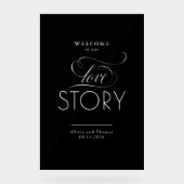 Welcome To Our Love Story Black 結婚's Welcome アクリルサイン (正面)