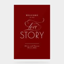 Welcome To Our Love Story Red Wedding Welcome アクリルサイン