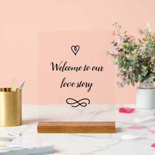 Welcome to Our Love Story Romantic Wedding アクリルサイン (ウェディング)