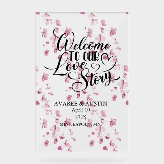 Welcome to Our Love Story Wedding アクリルサイン (正面)