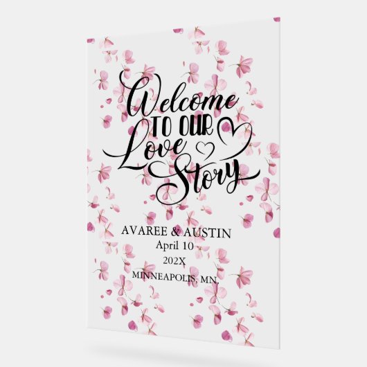 Welcome to Our Love Story Wedding アクリルサイン (傾斜)