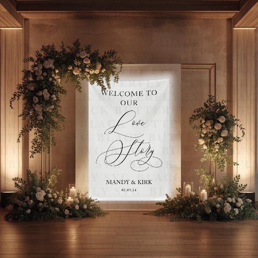 Welcome to Our Love Story Wedding Sign Banner 横断幕