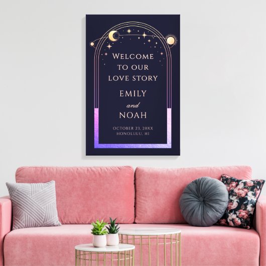 Welcome To Our Love Story Wedding Welcome Sign キャンバスプリント (インサイチュ (リビング))