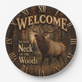 Welcome to Our Neck of the Woods Elk Cabin ペーパープレート