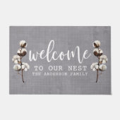 Welcome To Our Nest 素朴 Cotton Family Name ドアマット (正面)