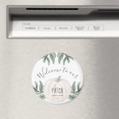 Welcome to our patch with Name and Autumn Pumpkin マグネット (インサイチュ (食洗機))