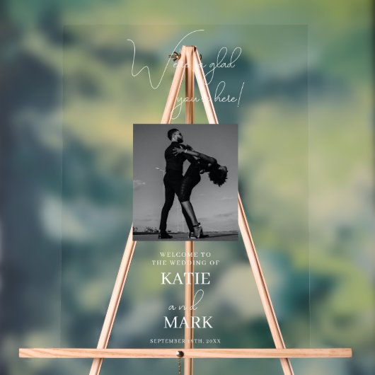 Welcome To Our Photo 結婚 Banner Transparent アクリルサイン (ニュートラル)