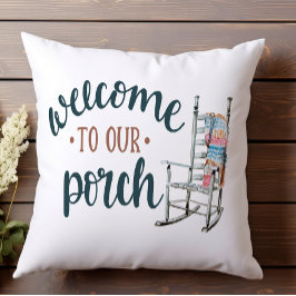 Welcome to Our Porch Rocking Chair Home クッション
