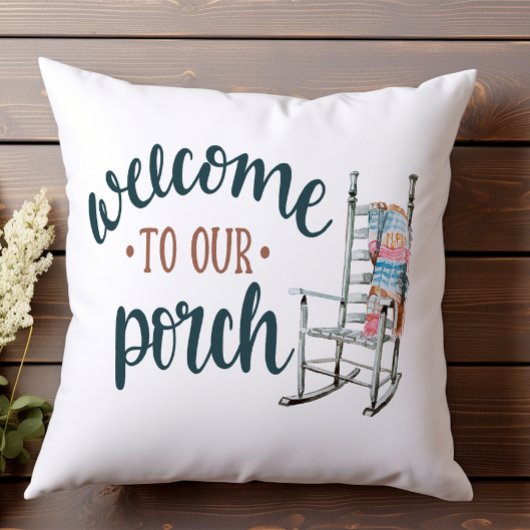 Welcome to Our Porch Rocking Chair Home クッション