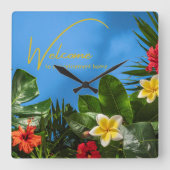 Welcome to our Retirement Home Tropical Themed スクエア壁時計 (正面)