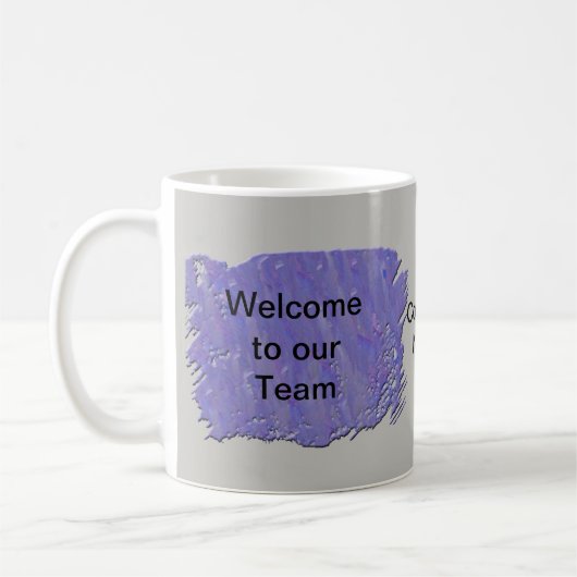 Welcome to Our Team抽象芸術Purple Gray コーヒーマグカップ (左)