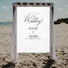 Welcome To Our Wedding Calligraphy Fabric Sign  テーブルクロス