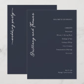 WELCOME TO OUR WEDDING Elegant Navy Blue Serif プログラム (正面/裏面)