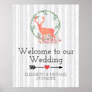 Welcome to our Wedding Rustic Watercolor Reindeer ポスター