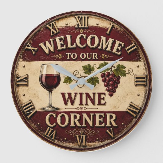 Welcome to Our Wine Corner ラージ壁時計 (正面)