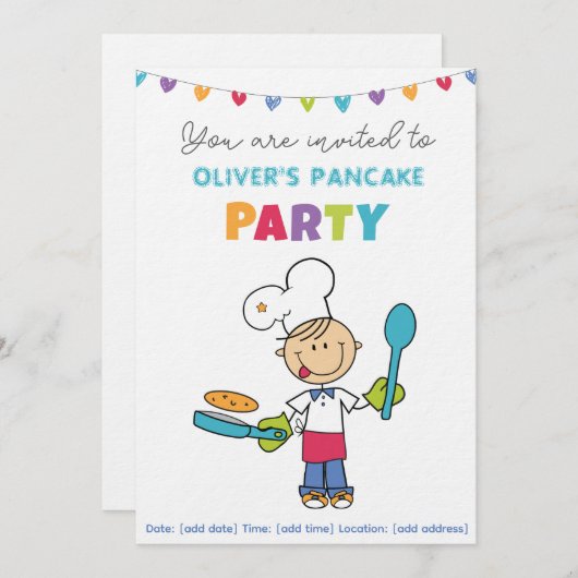 Welcome to Pancake Party invitation 招待状 (正面/裏面)