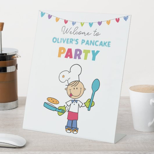 Welcome to Pancake Party – Personalized Kids 台座サイン (インサイチュ)
