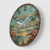 Welcome to Paradise Tropical Beach ラージ壁時計 (傾斜)