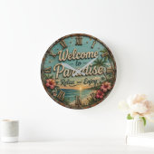Welcome to Paradise Tropical Beach ラージ壁時計 (ホーム)