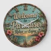 Welcome to Paradise Tropical Beach ラージ壁時計 (正面)
