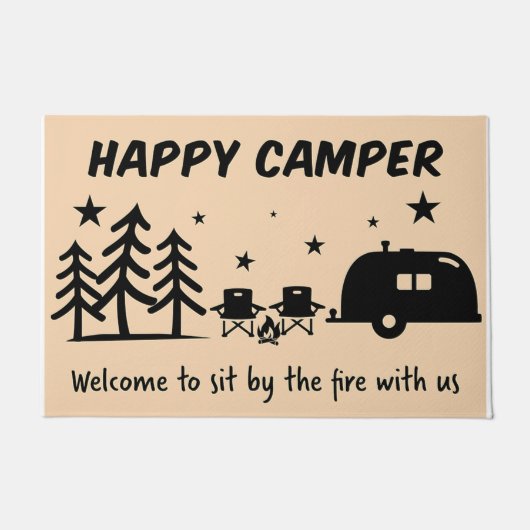 Welcome To Sit By Fire With Us Mat, Camper Gift ドアマット (正面)