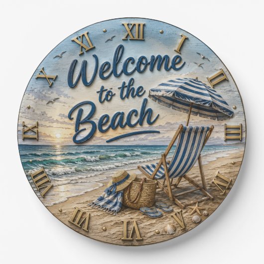 Welcome to the Beach Coastal ペーパープレート (正面)