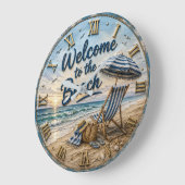 Welcome to the Beach Coastal ラージ壁時計 (傾斜)