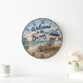 Welcome to the Beach Coastal ラージ壁時計 (ホーム)