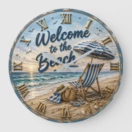Welcome to the Beach Coastal ラージ壁時計