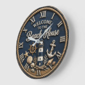 Welcome to the Beach House Nautical Lighthouse ラージ壁時計 (傾斜)