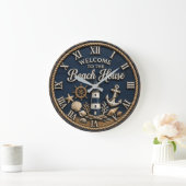 Welcome to the Beach House Nautical Lighthouse ラージ壁時計 (ホーム)