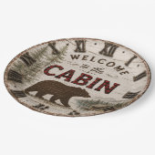 Welcome to the Cabin Rustic Bear Buffalo Plaid ペーパープレート (アングル)