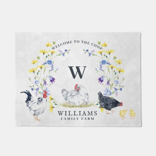 Welcome to the Chicken Coop |ファミリ名モノグラム ドアマット (正面)