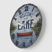 Welcome to the Lake Canoe House  ラージ壁時計 (傾斜)